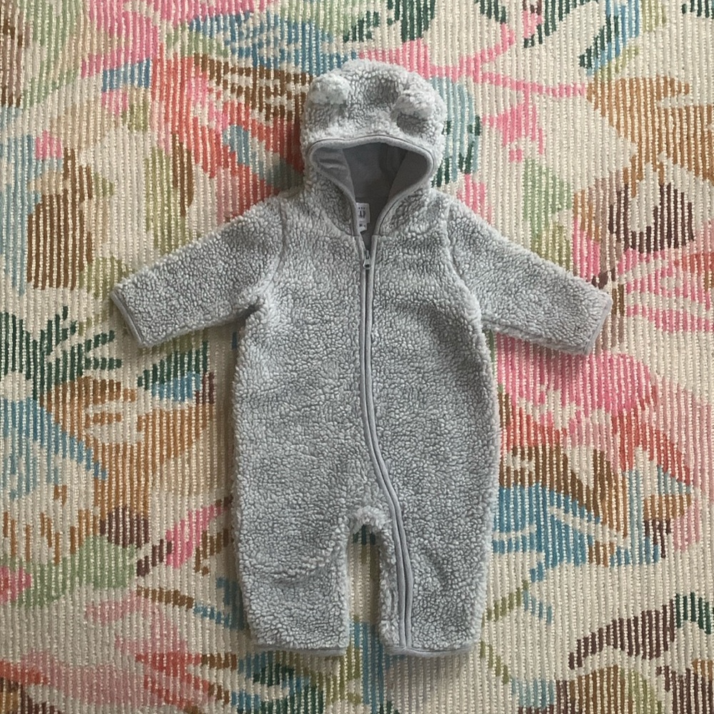 Baby Gap Grey Sherpa One Piece Bunting 3-6mths